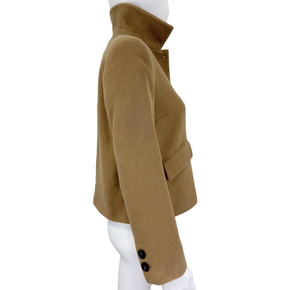 Zara Tan Cropped Wool-Blend Jacket | Minimalist Neutral Short Coat | Size S - Picture 4 of 10